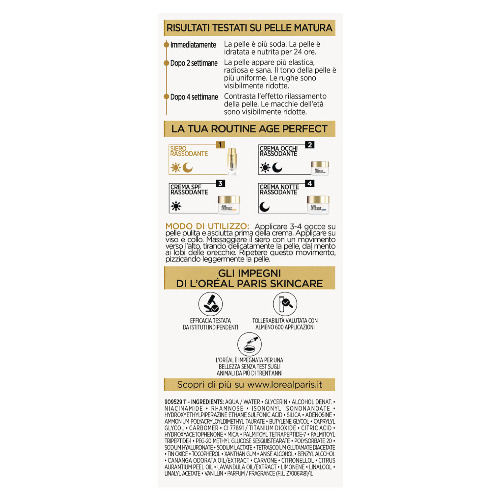 Siero Viso Rassodante Age Perfect Azione Tonificante Istantanea con Peptidi di Collagene e Niacinamide 30ml
