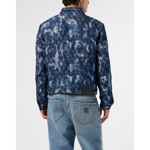 PHILIPP PLEIN Denim Trucker Jacket Jacquard Monogram