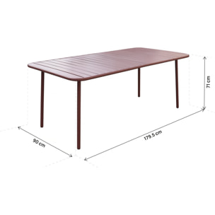 Table jardin en métal "Bilbao" - 180 x 90 x 71 cm - Terracotta