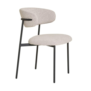 Erica - lot de 2 chaises en tissu bouclette - pieds en acier - Beige
