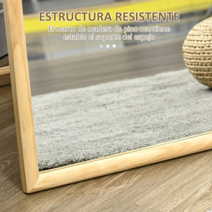 Espejo de Pie de Madera Espejo de Cuerpo Entero Espejo de Suelo con Soporte para Salón Dormitorio Vestidor Entrada Pasillo Estilo Moderno 150x46x43 cm Natural