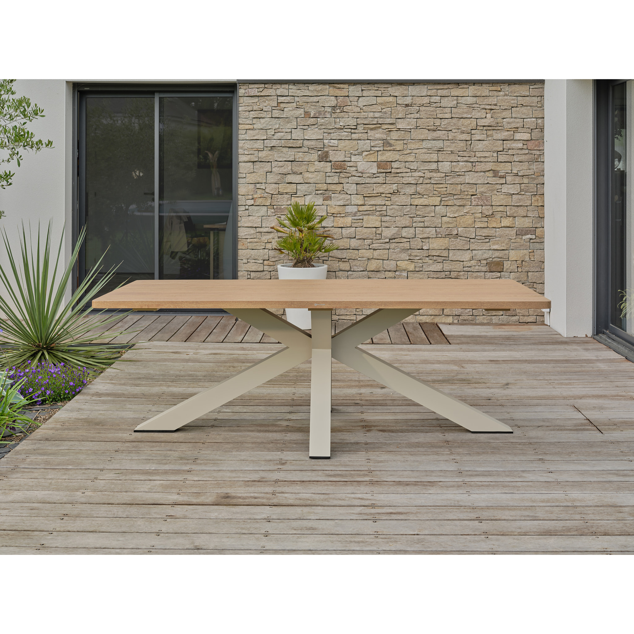 KELIA - Table de jardin 8 places - Grège