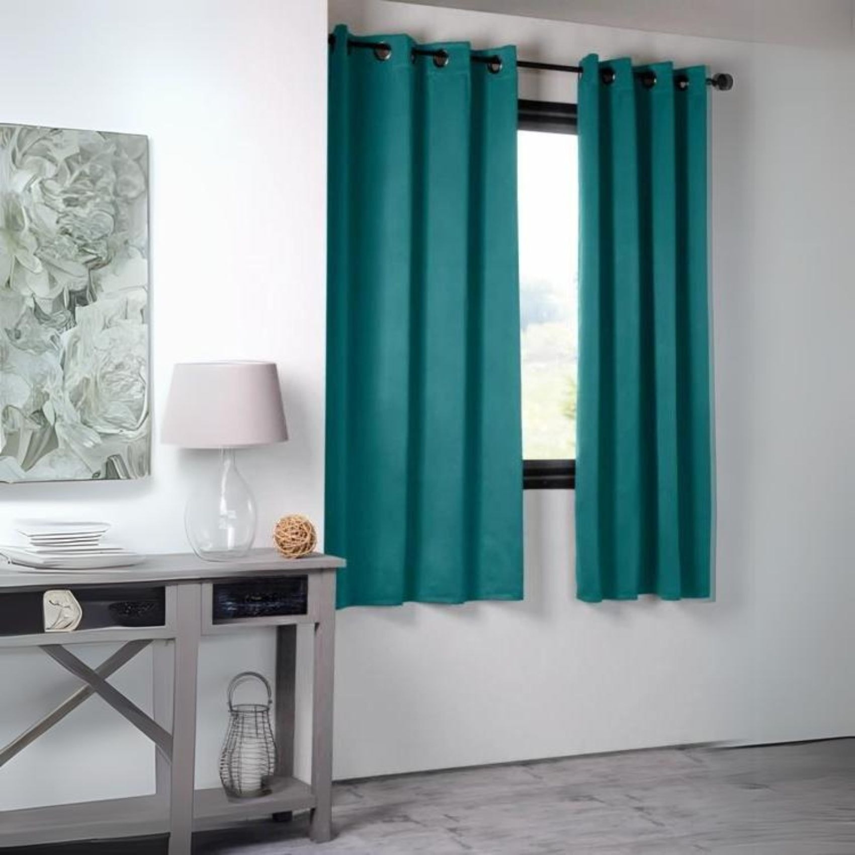 Rideau occultant uni 210gr/m2 - Bleu Canard