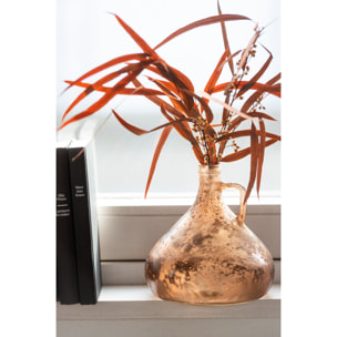 J-Line vase Bouteille + Anse - verre - vieux rose - 18 cm de hauteur