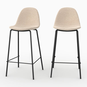 Lot de 2 chaises pour îlot central 65.5 cm en tissu bouclette beige - Henrik