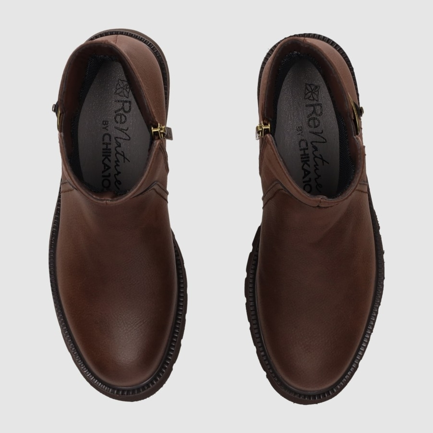 Botines de Piel - Marron - Tacón: Bajo