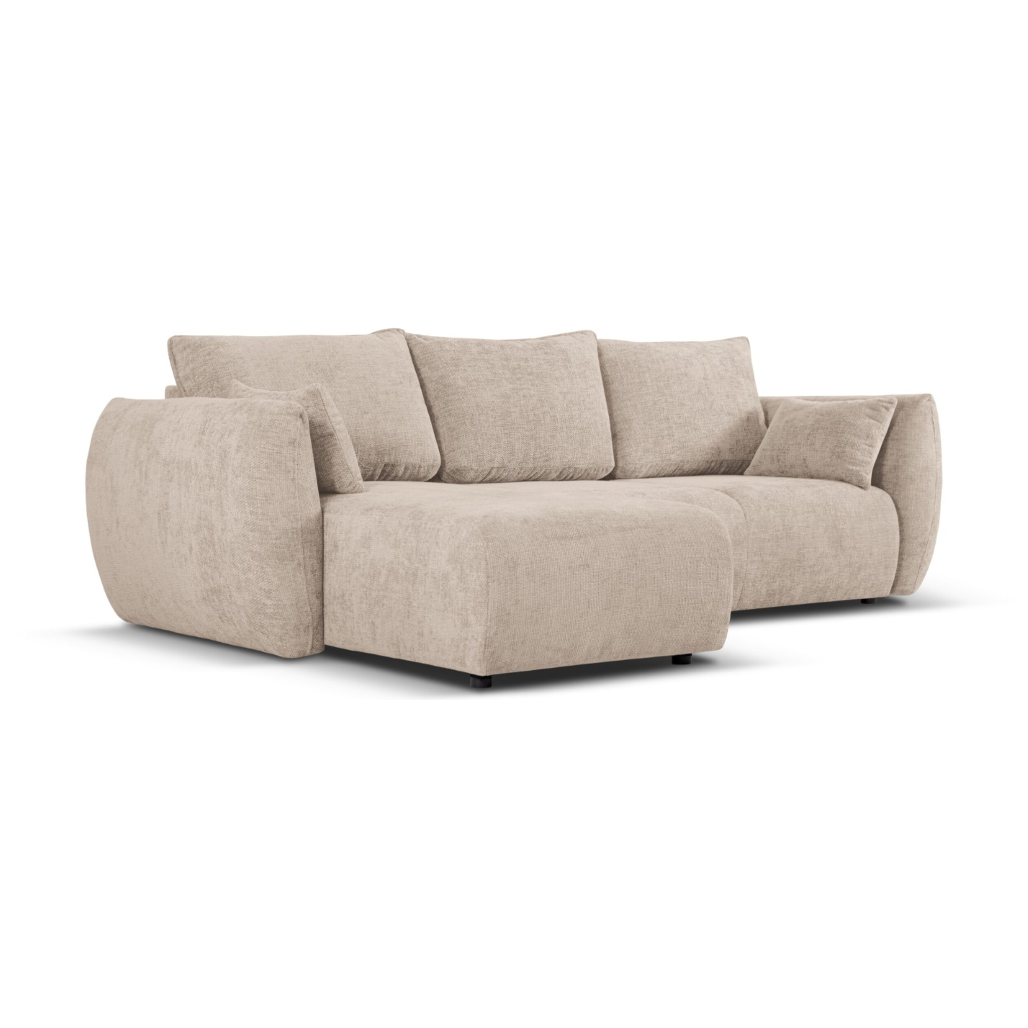 Canapé d'angle gauche convertible avec coffre de rangement "Matera" 4 places en chenille beige