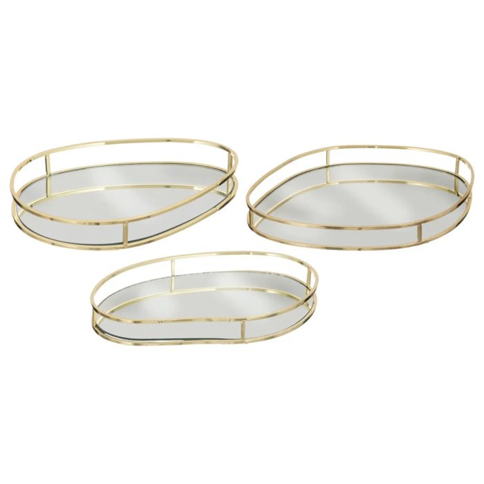 Set de 3 plateaux en métal L23,5/27/30cm doré