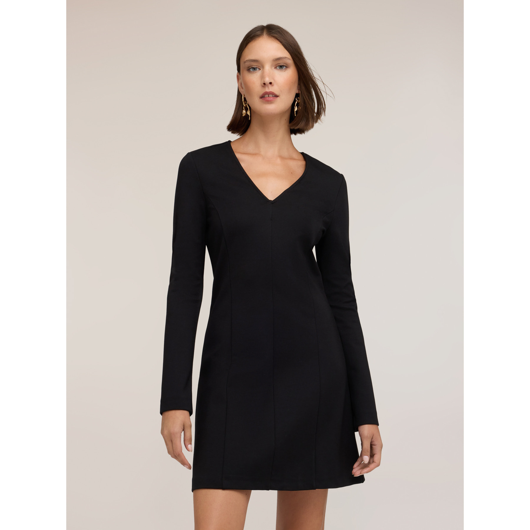 Motivi - Vestido evasé en punto Milano - Negro