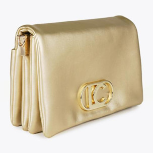 Borsa a tracolla in ecopelle con tre scomparti e patta