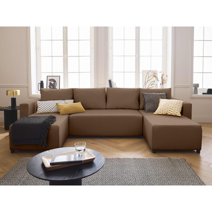 Regala - canapé panoramique - 7 places - convertible avec coffre - en tissu - Marron