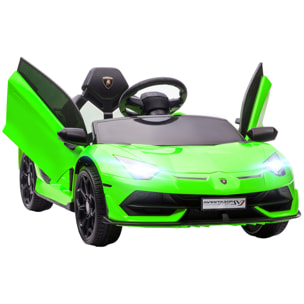 Voiture électrique enfant licence Lamborghini Aventador roadster SVJ télécommande effets sonores lumineux vert