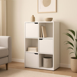 Mobile libreria 6 cubi con 3 ante bianca - Ubli