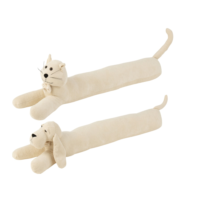 J-Line butoir de porte Chien/Chat - textile - écru - 2 pcs