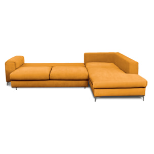 Canapé d'Angle Droit Velours Fiesole, 3 Places, Couchage Intégré, Coffre de Rangement, Housse Déhoussable