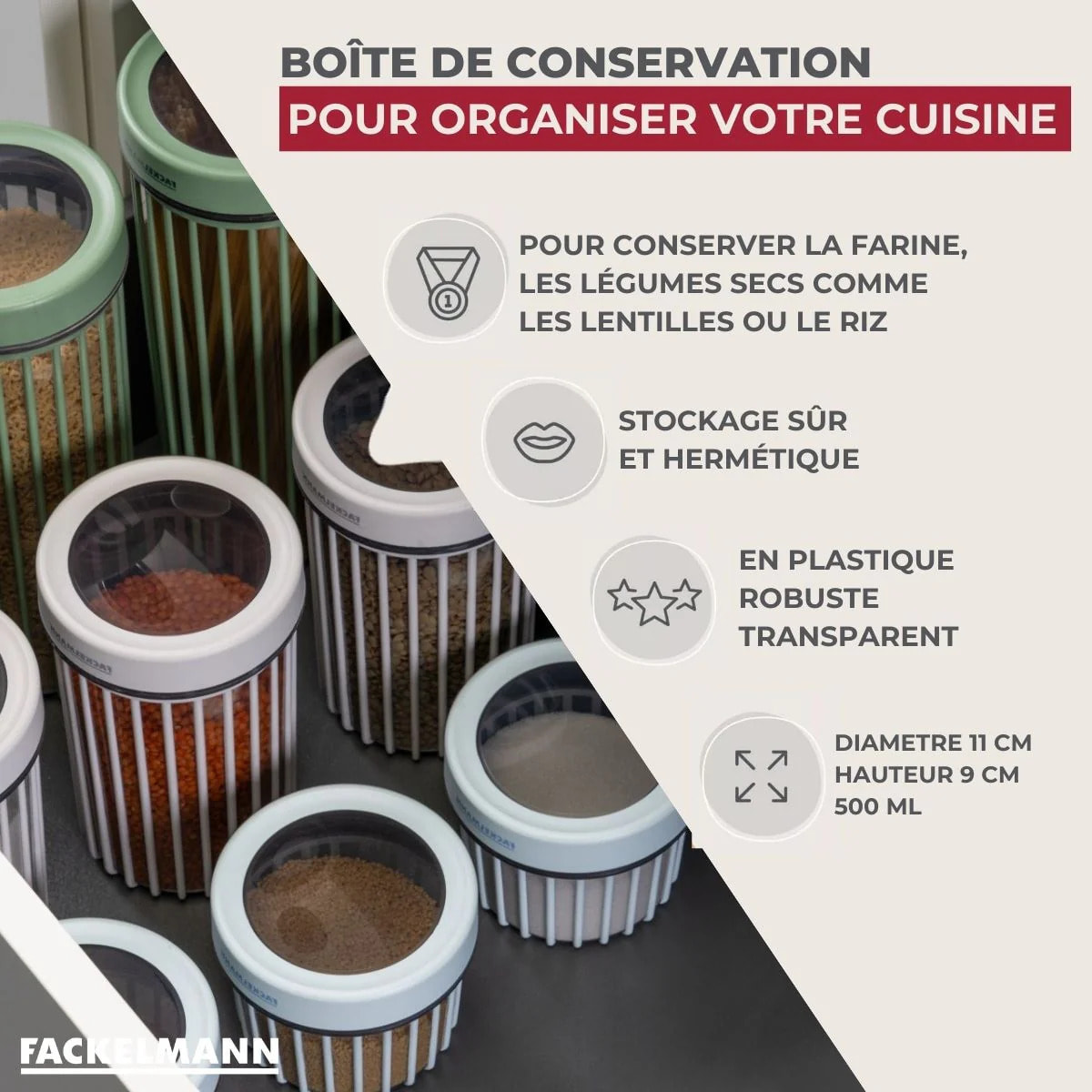 Boite à Provisions 0,5 Litre Fackelmann Storage