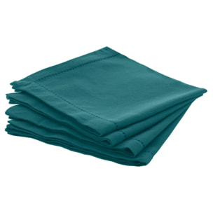 Lot de 4 serviettes de table "Chambray" - bleu canard 40x40 cm