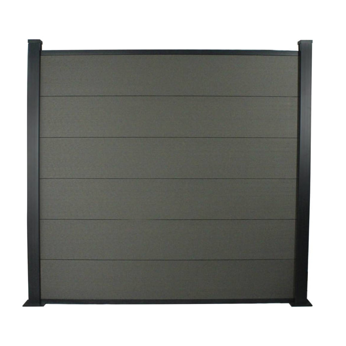 Kit Clôture 1.6 x 1.6 m composite et aluminium + profilés de finitions - Kit de fixation offert - Ardoise
