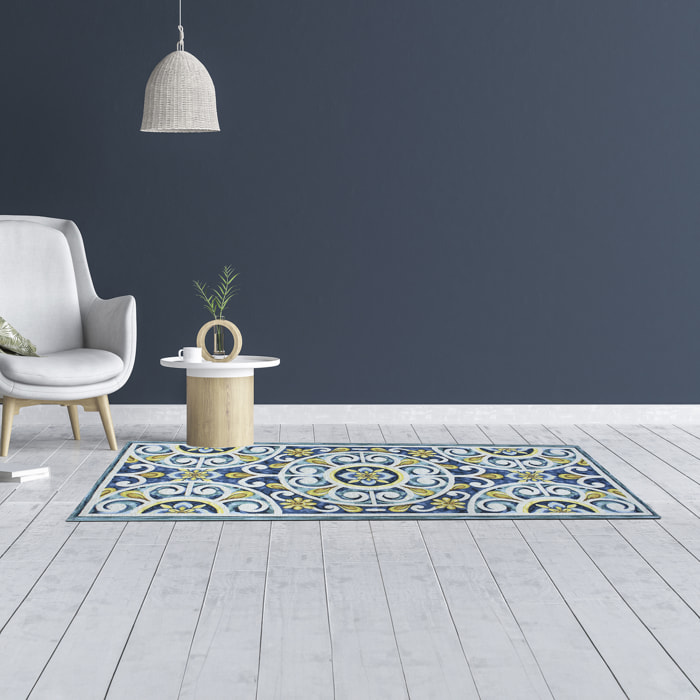 TAPPETO DA CUCINA ANDALUSIA AZZURRO TOPAZIO CON FONDO ANTISCIVOLO