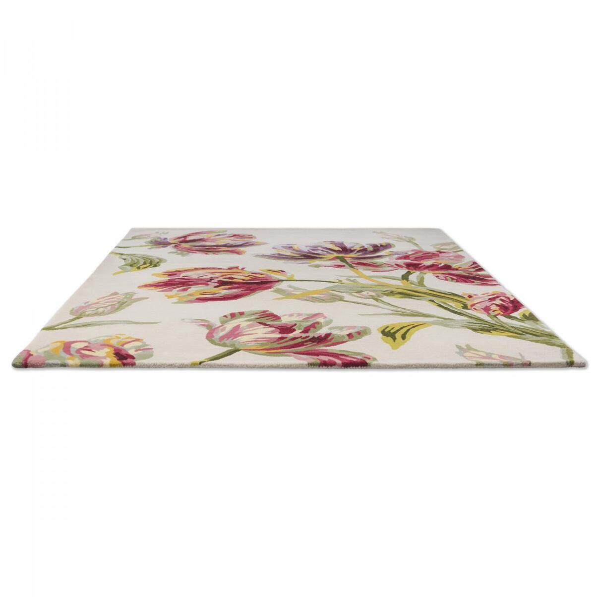 Tapis salon et chambre fait main en laine motif floral WANI
