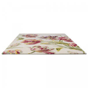 Tapis salon et chambre fait main en laine motif floral WANI