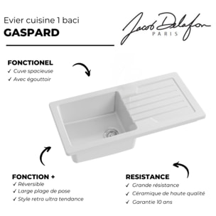 Evier à encastrer 1 bac Gaspard + robinet cuisine Fairfaix avec douchette