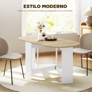 Mesa Plegable de Comedor, Mesa de Cocina Plegable Ovalada, con Alas Abatibles, Hasta 6 Personas, para Comedor, Salón, Espacio Pequeño, 163x80x75 cm, Natural