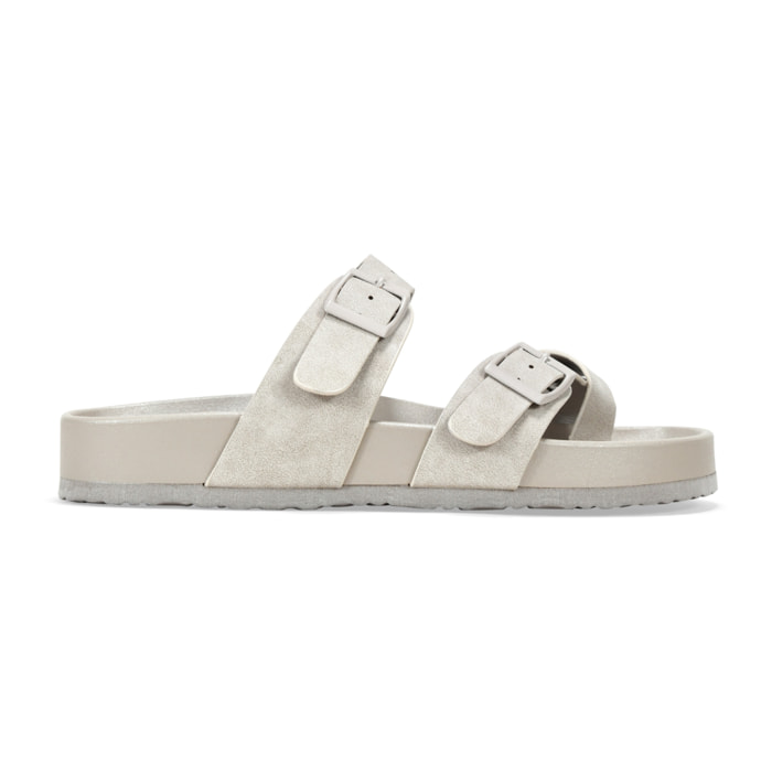 Sandalias de dedo beige con hebillas