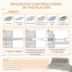 Juego de Estanterías para Gatos de 4 Piezas Rascador de Pared para Gatos con Hamaca Postes Rascadores Escalera Blanda Plataformas Gris