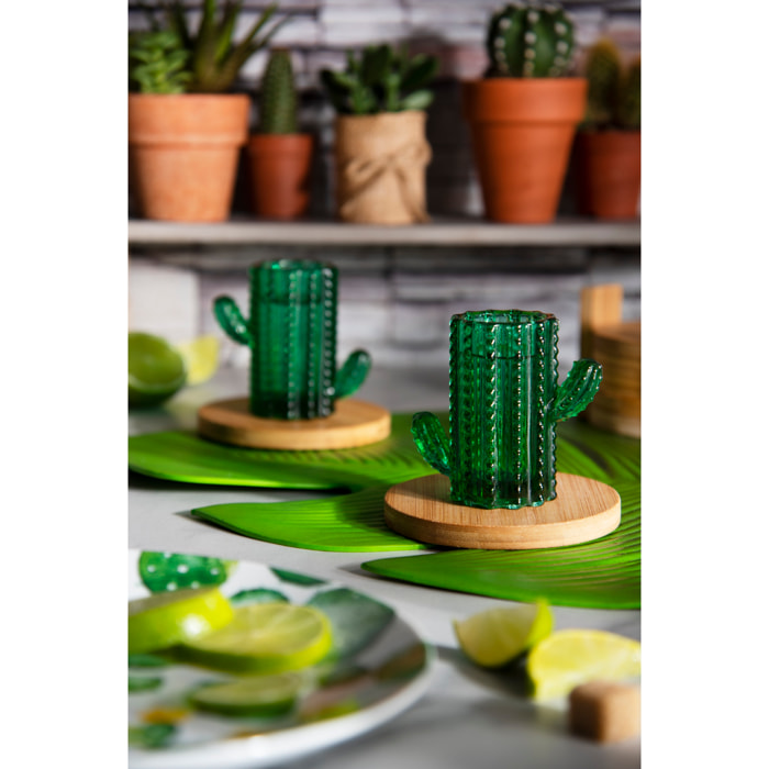 Set 4 Bicchierini Liquore Excelsa – Cactus, Vetro Verde 5 cl