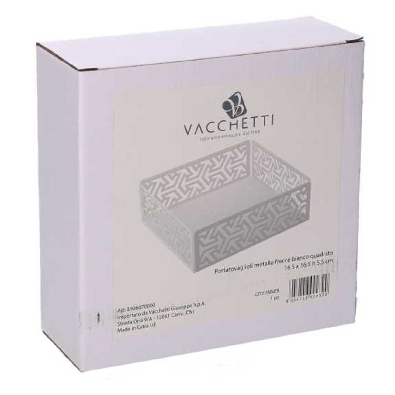 Portatovaglioli in metallo frecce bianco quadrato cm16,5x16,5x5,5