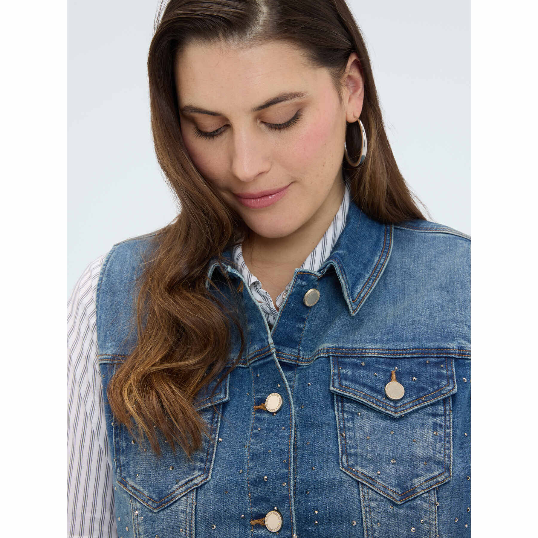 Fiorella Rubino - Chaleco de denim con strass - Azul