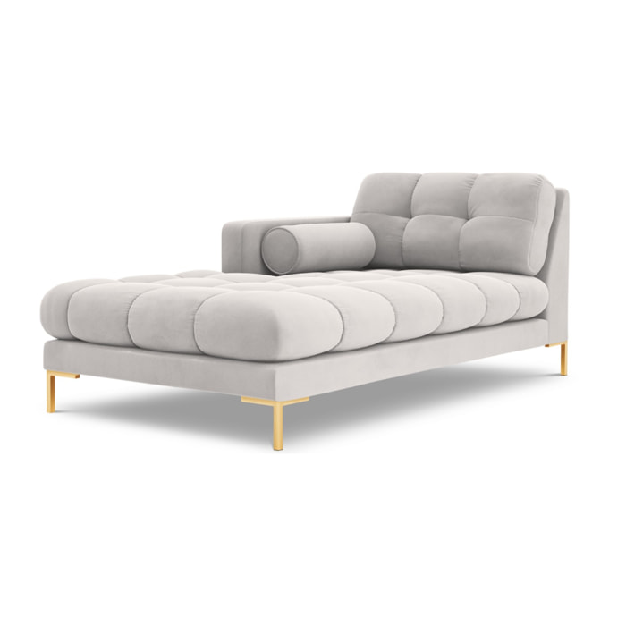 Méridienne gauche "Bali" en velours argent