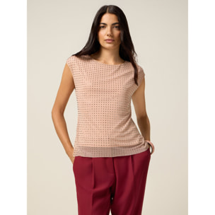 Oltre - Top in tulle borchiette - Rosa