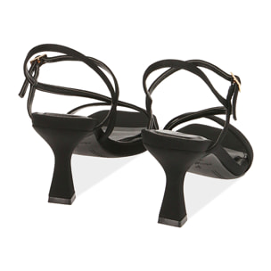 Sandalias negras con tacón en lycra