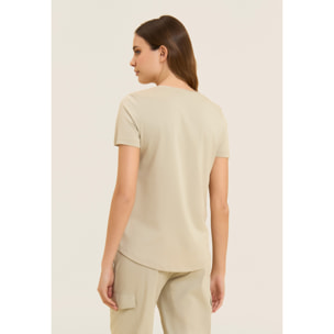 T-shirt in Jersey con Ricami Floreali