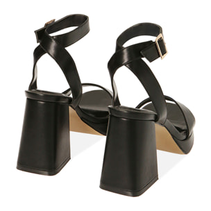 Sandalias negras, tacón de 9 cm