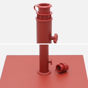 Pied carré en acier terracotta pour parasol à mât central - Terra