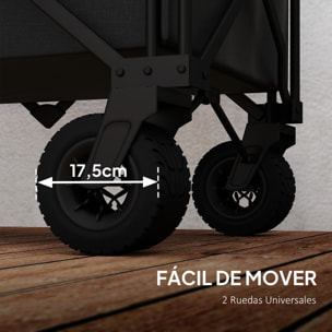 Carro Playa Ruedas Grandes Carro de Jardín Plegable con Mango Ajustable Puerta Trasera Expandible Carga 100 kg Carrito Transporte para Todo Terreno Jardín Campaña Compra Negro