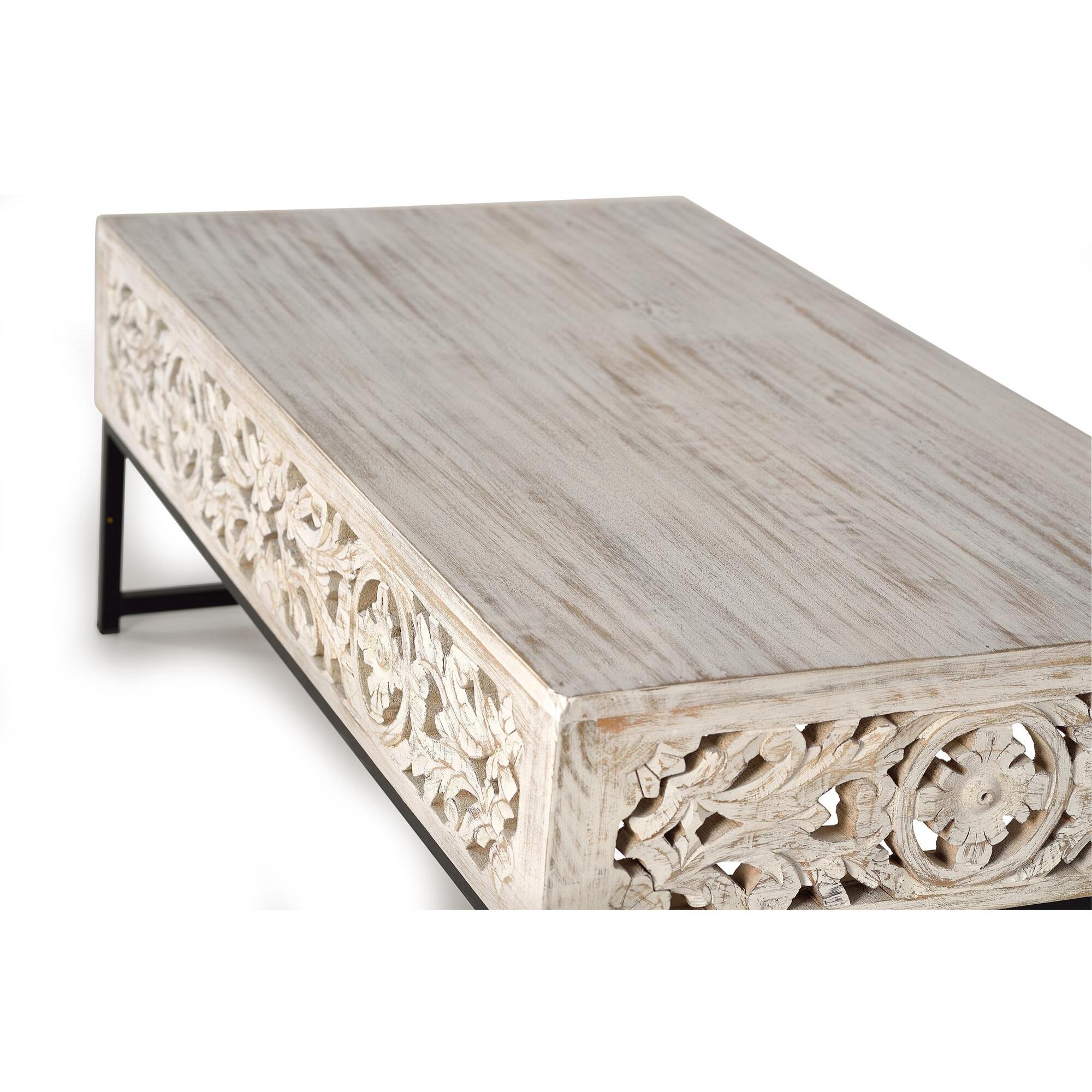 Mesa de centro - madera de mango y metal - 40x110x60cm