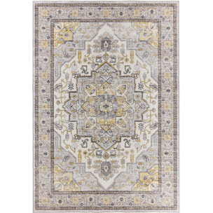OTTOMAN - Tapis à poils courts doux à motif oriental jaune