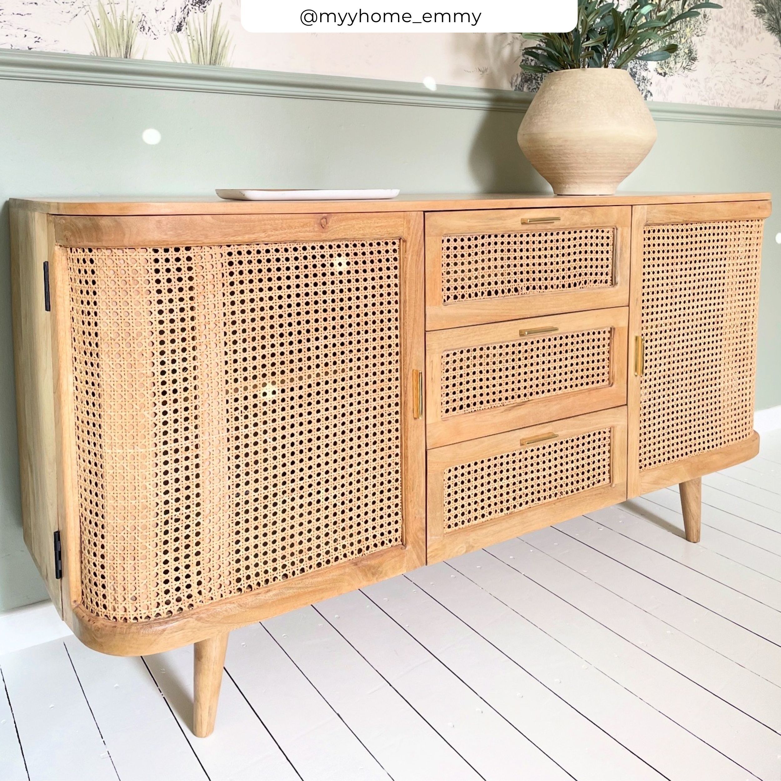 Buffet 2 portes et 3 tiroirs en cannage - Wava