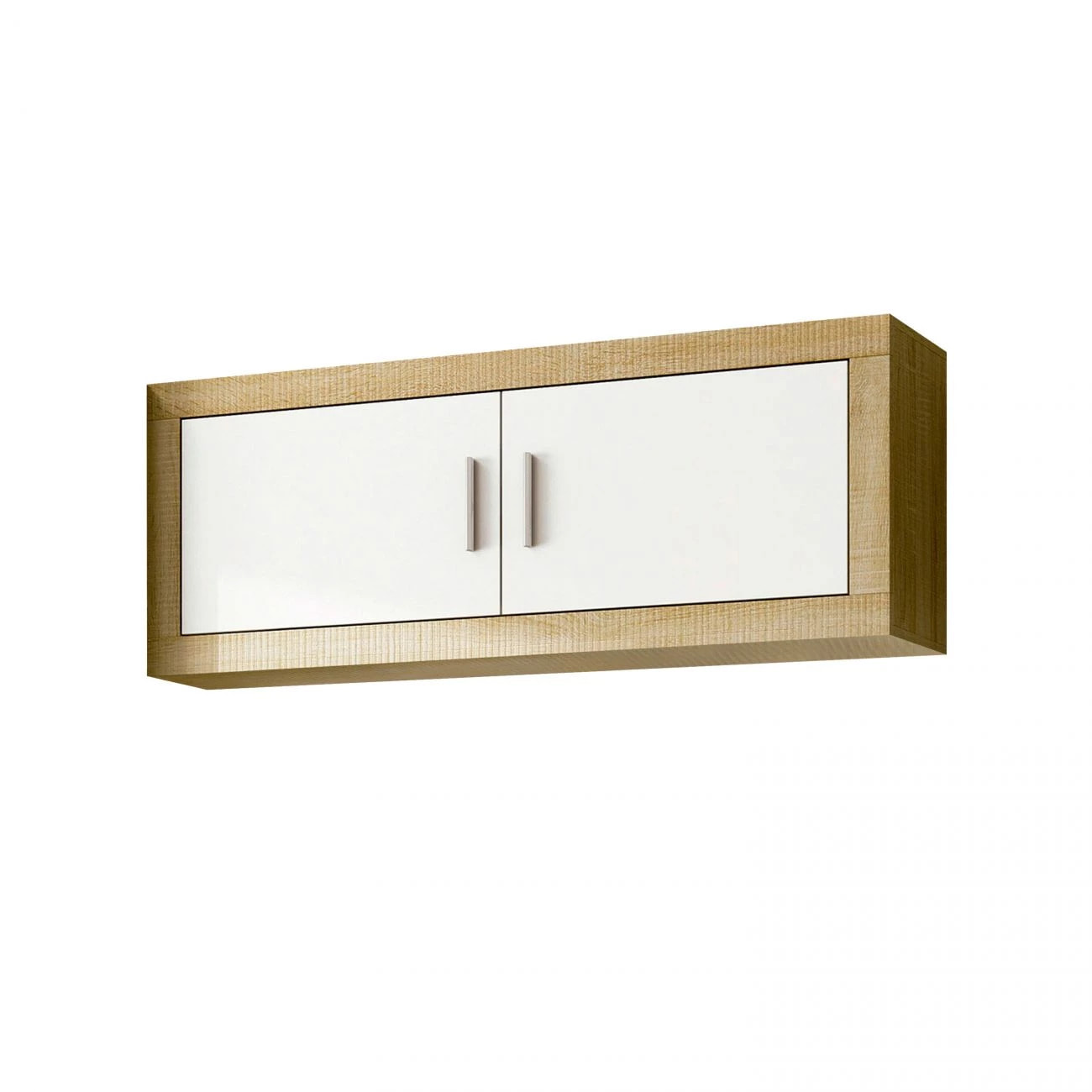 Módulo alto 2 puertas con almacenamiento oculto en cambria y blanco 130 cm Nuka Cambria - Blanco