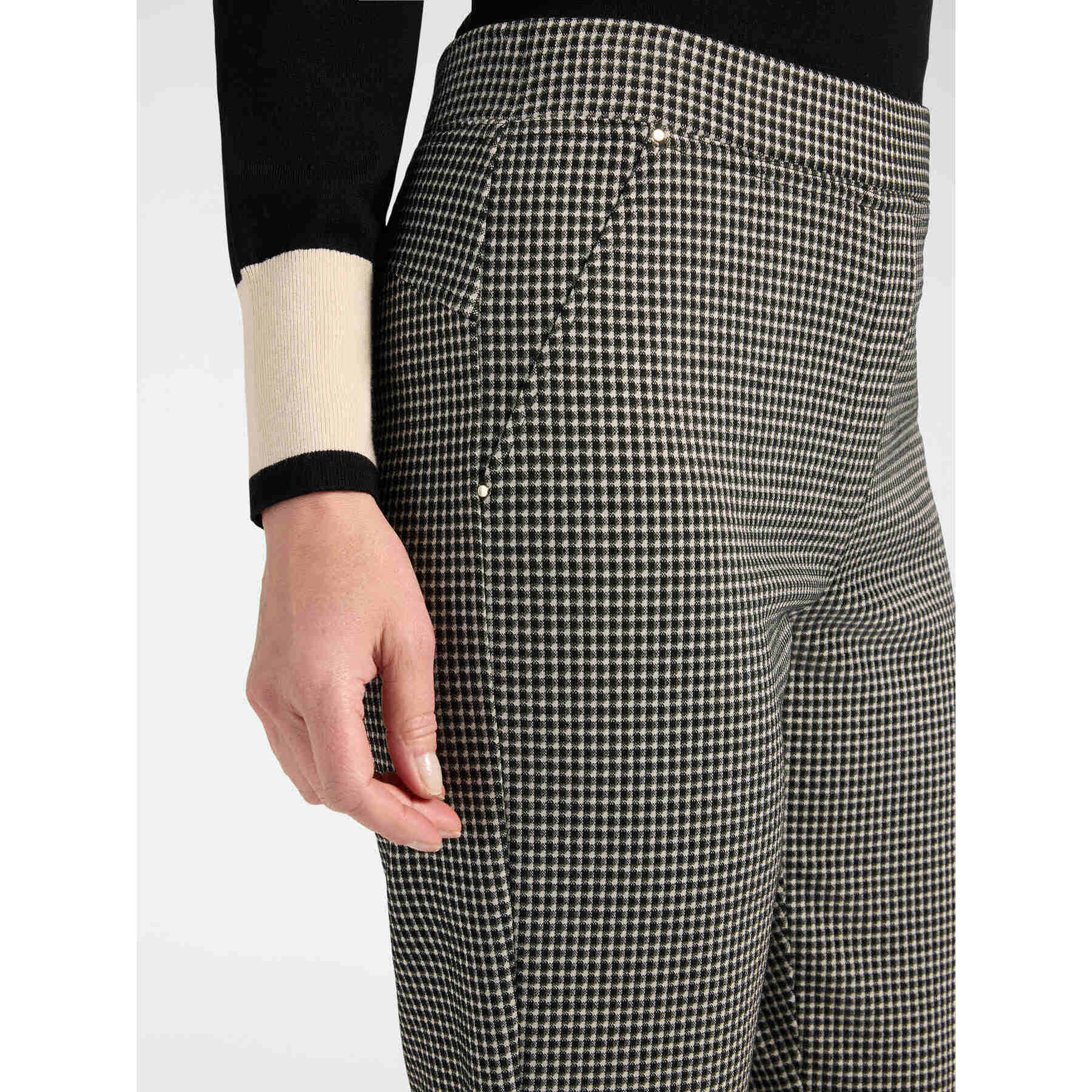 Elena Mirò - Pantalones slim jacquard cropped - Negro