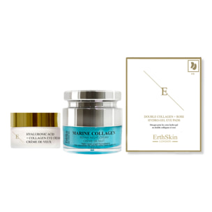 Crema de noche con colágeno marino 50 ml + Ácido hialurónico + Crema para ojos Collagen Pro Age 30 ml + Colágeno doble + Parches para ojos con hidrogel de rosa 5 X 2