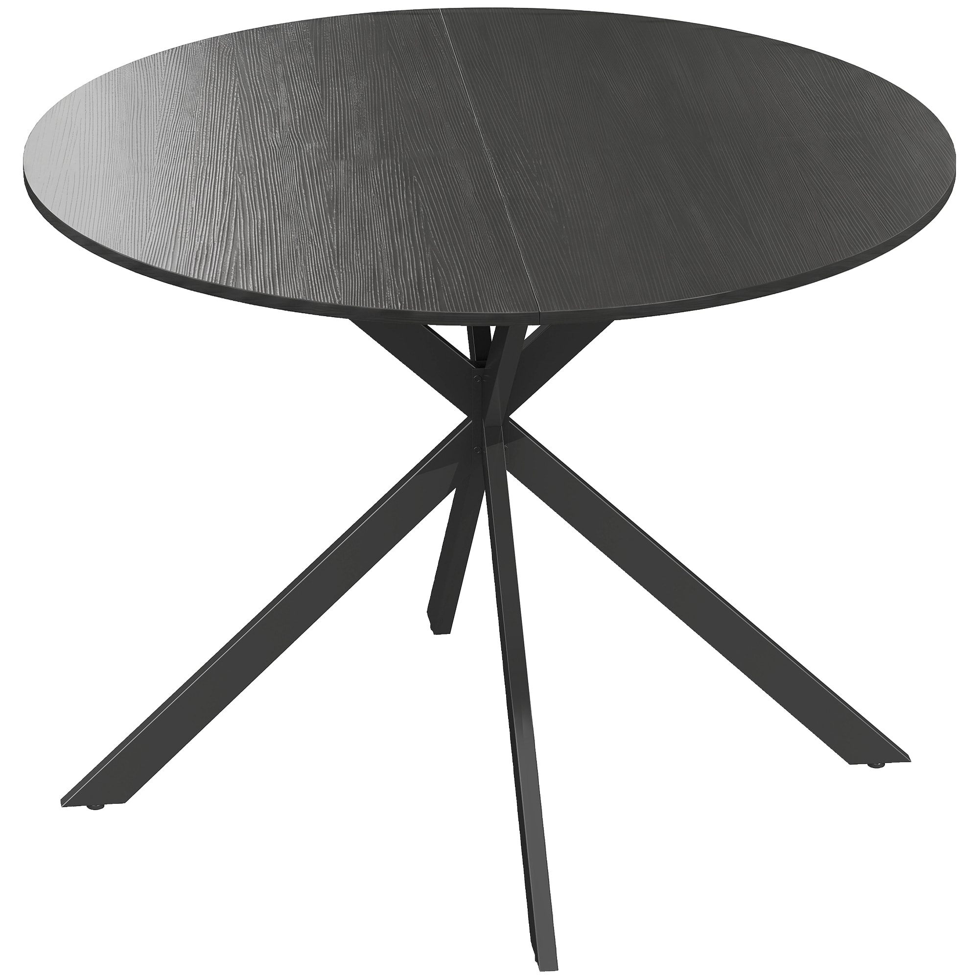Table ronde style industriel bois métal 4 pers. dia. 100 cm noir