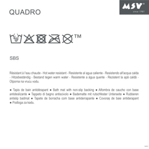 Tapis Fond de baignoire antidérapant Caoutchouc QUADRO 36x76cm Bleu Foncé MSV