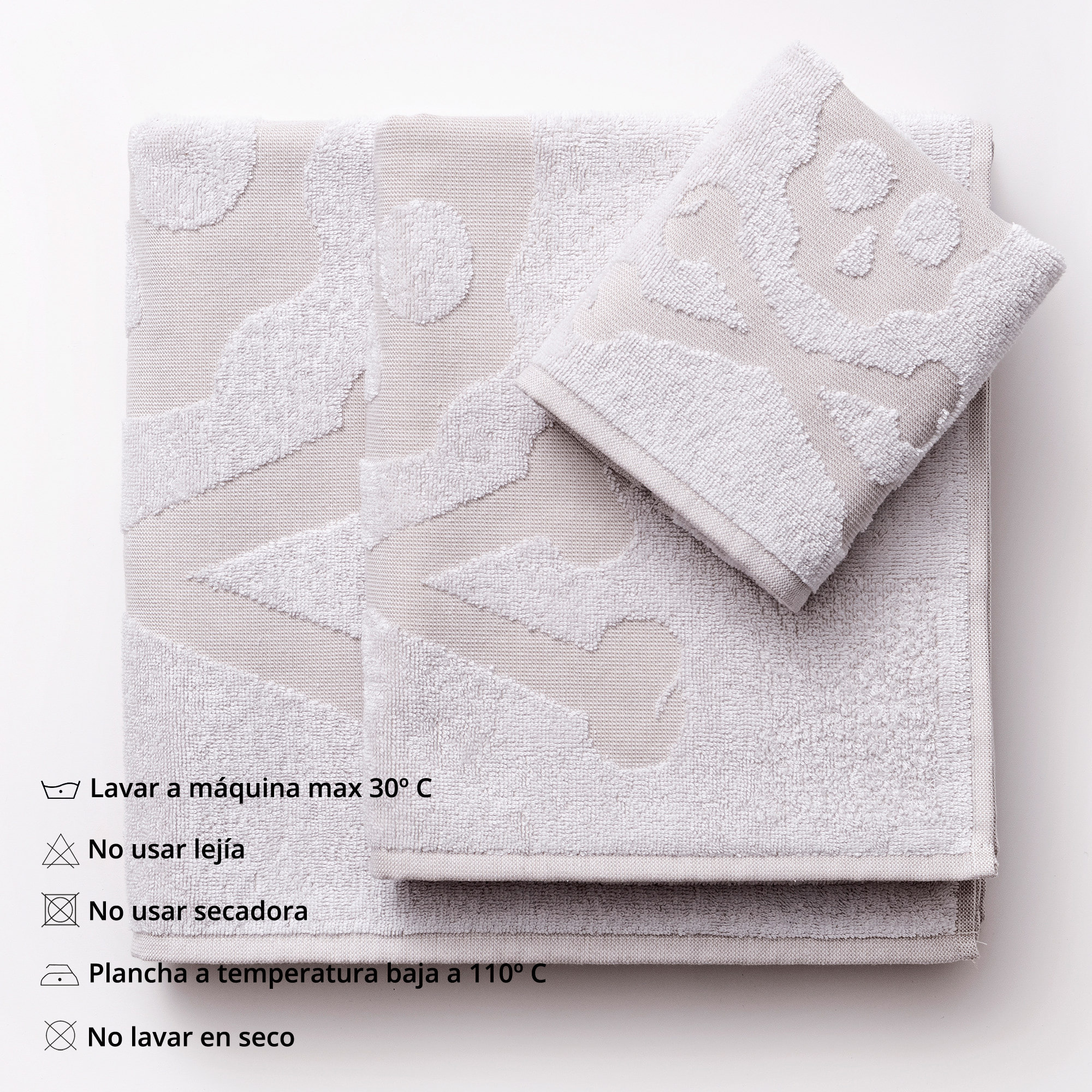 Set de toallas de baño calavera (tocador 30x50cm + manos 50x90cm + baño 70x140cm) 100%algodón blanco scalpers home