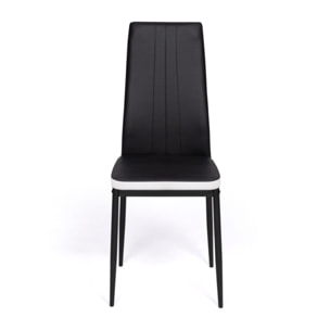 Chaises Jodie imitation cuir et pieds métal - Noir - Blanc