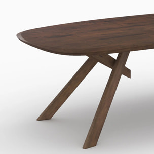 Table rectangulaire en bois d'hévéa massif foncé 8 personnes - Merlin